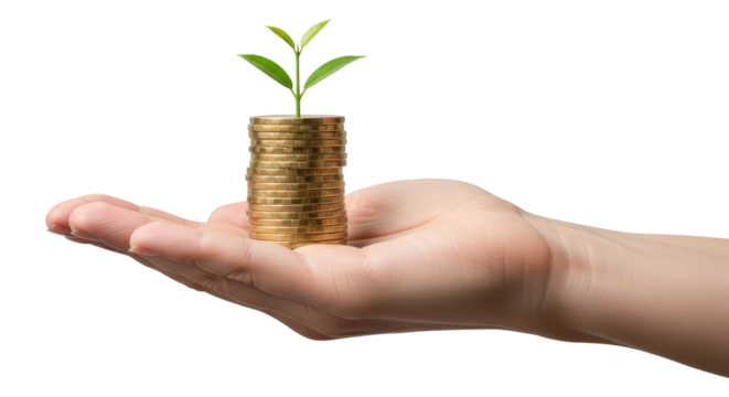 Investment Returns And Economic Progress Isolated on Transparent PNG Background.