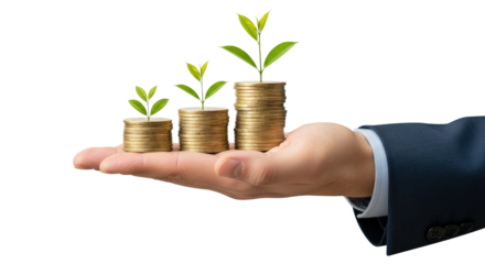 Growing Wealth For A Secure Future Isolated on Transparent PNG Background.