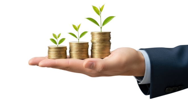 Growing Wealth For A Secure Future Isolated on Transparent PNG Background.