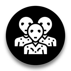 black and white illustration of alien icon