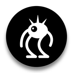 black and white illustration of alien icon
