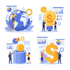 Business and finance concept illustration with global growth and investment