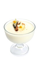Creamy dessert in glass bowl