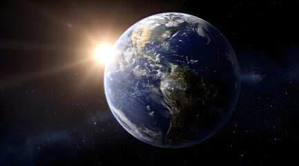 Planet Earth with a Sunrise