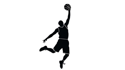 Basketball and Basketball Player Vector Silhouette Illustration Set AI EPS PNG