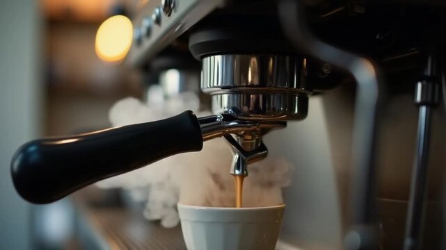 Close-up of espresso coffee machine