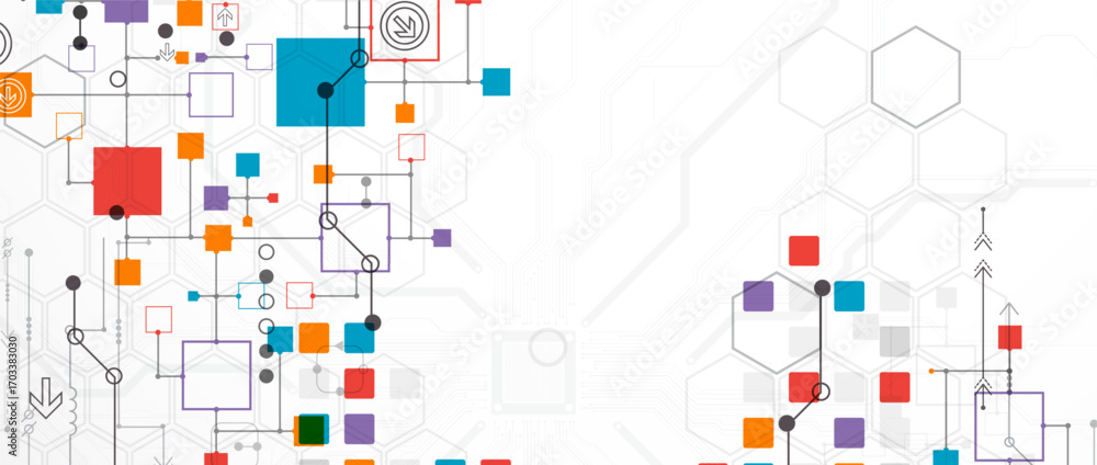 Aufkleber abstract technology concept. circuit board, high computer color background. vector illustration with