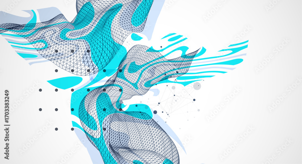 Fototapete the abstract wave is made in a frame style. template for science and technology presentation. vector