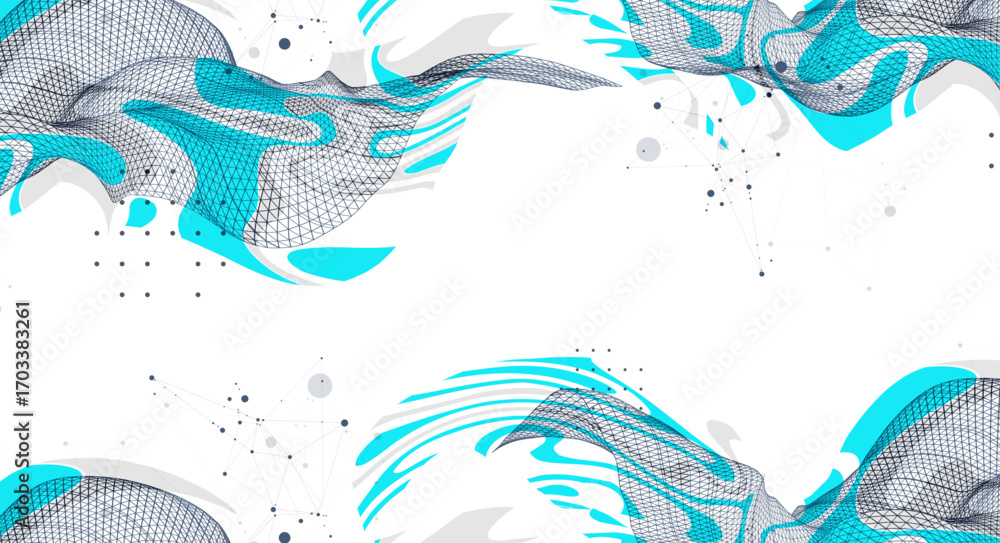 Poster the abstract wave is made in a frame style. template for science and technology presentation. vector