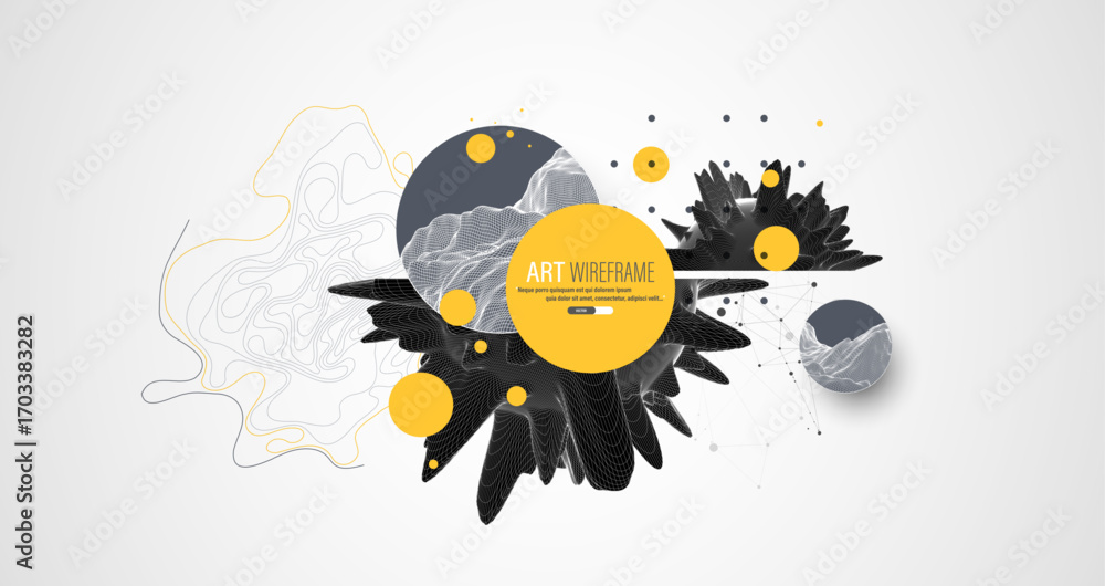 Poster modern science and technology background. abstract art sphere. wireframe theme.
