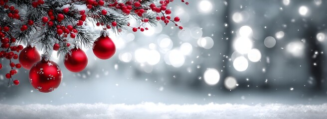 Festive Ornaments and Winter Bokeh