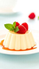 Creamy dessert with fresh berries