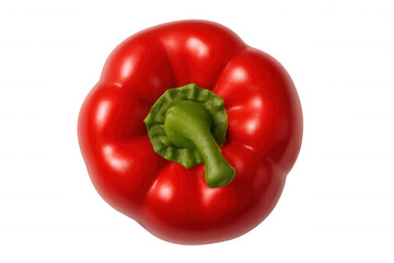 Vibrant red bell pepper with green stem, isolated on a transparent background, perfect for food and culinary projects