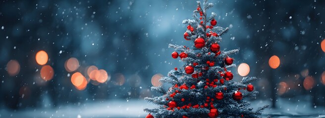 Festive Tree in Winter Landscape