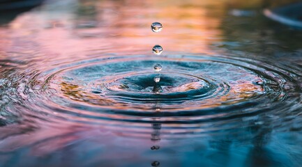 Water Drop Ripples in a Colorful Pool