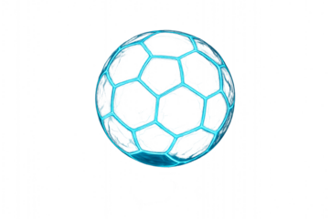 Blue Digital Hexagon Sphere in 3D Render