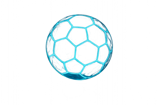 Blue Digital Hexagon Sphere in 3D Render - Powered by Adobe