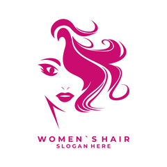 Beauty women hair logo design vector template. Women salon logo. Cosmetic logo design