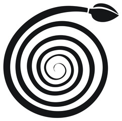 Naklejka premium Elegant Spiral Design with Leaf Bud, Circular Swirl Pattern, Black and White Abstract Shape, Growth Concept