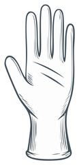 Obraz premium Single Hand in Glove Protection Sanitation Equipment Handdrawn Style Isolated Graphic Element