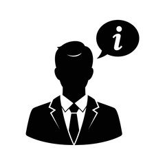 Silhouette of a businessman with an information bubble