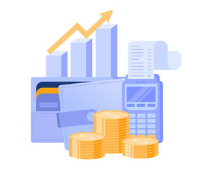 Budget business strategy, finance and accounting, budget calculation, economy and investment, flat design illustration vector banner and background	