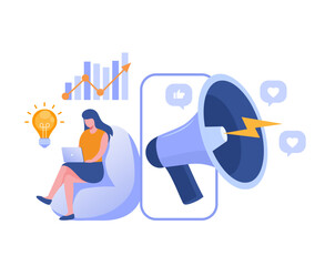 social media marketing, digital, video marketing, endorsement, internet marketing, endorse, e-commerce, business concept, startup, flat illustration vector	
