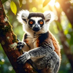 Obraz premium Close-up of lemur on tree