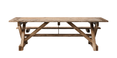 Rustic wooden table with exposed beams