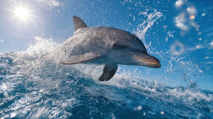 Dolphin leaping ocean splash