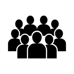 Crowd icon set group of people vector black silhouette design with white background
