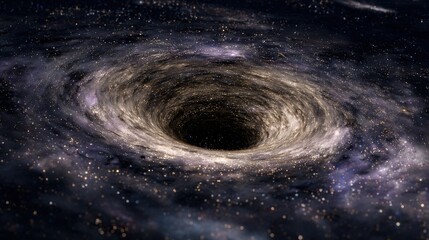 Space Black Hole With Spiral Galaxy