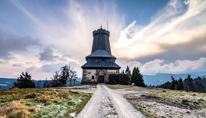 Mountaintop chapel at dawn