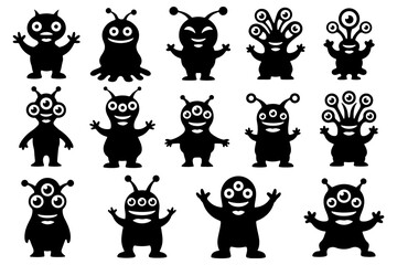 Silhouettes cartoon aliens