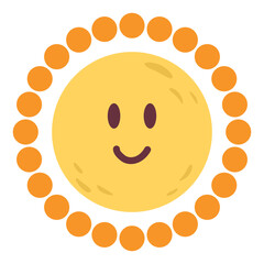 Cute Handdrawn Various Sun Face Expression Weather Icon Set