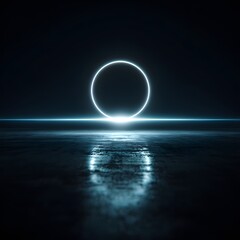 Obraz premium Futuristic glowing ring over ocean high resolution picture
