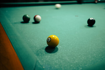 Playing pool in a night pub
