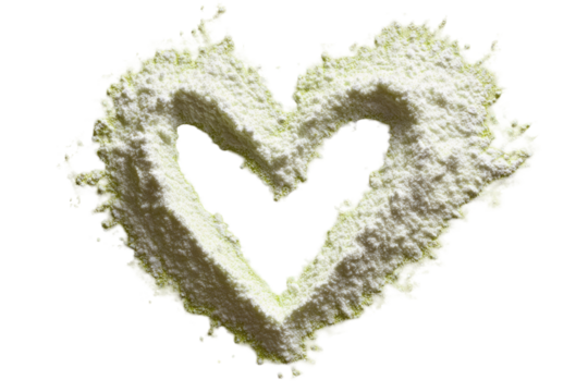 Heart-shaped flour dusting