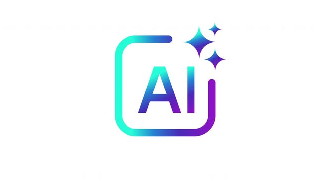 Generative Ai logo button animation. Artificial intelligence motion. Machine learning generation process. Click to generate text and image prompt