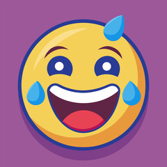 smiling with tear emoji, Yellow smiley face emoji crying a single blue tear showing sadness and emotion