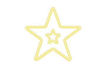 Fototapeta premium Bright yellow neon star shining on a transparent background, perfect for adding a touch of sparkle to any project
