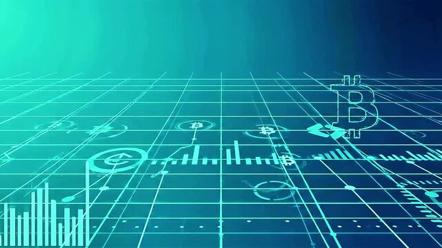 Digital Data Visualization of Stock Market Chart with Moving Graphs and Numeric Indicators