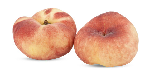 Ripe Chinese flat peach fruit isolated on transparent png