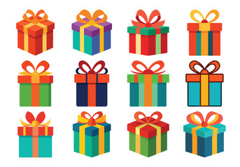 Colorful Gift Box Collection for Celebrations and Special Occasions Vector Illustration