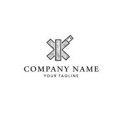 Logo design featuring a stylized wooden X with a telescope element.