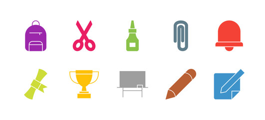 Achievement and Motivation Icon Set Flat Colorful Solid Line Bold Line Vector Collection
