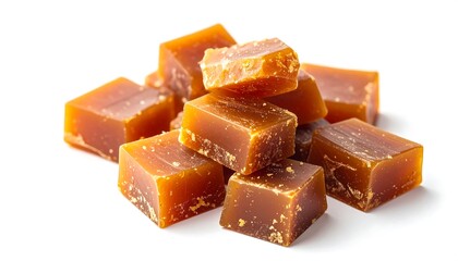 Pile of amber-colored square candies
