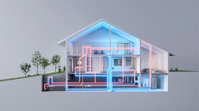 Smart Home Climate Control System Cross-Section
