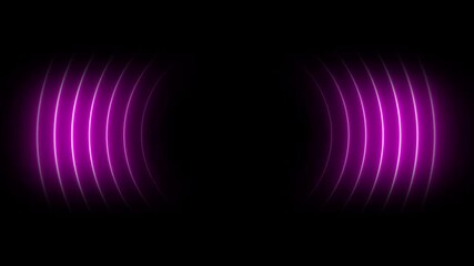 Neon circle radio waves loop 4k animation on black screen. neon Wave diffusion on black transparent screen. abstract futuristic neon rings wave motion background loop.
