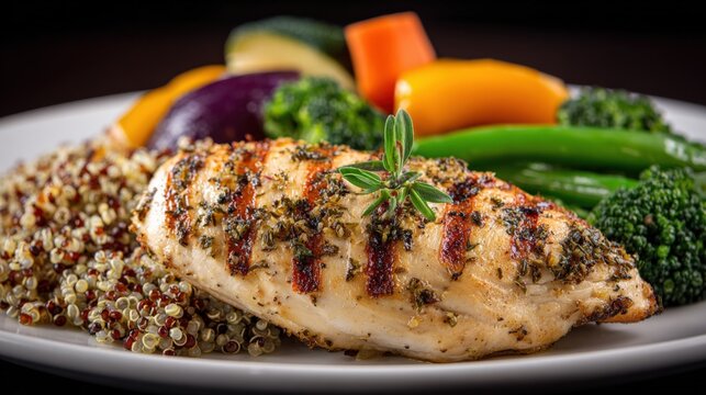 Grilled Chicken Breast with Quinoa and Vegetables, a Nutritious and Delicious Meal for Healthy Living